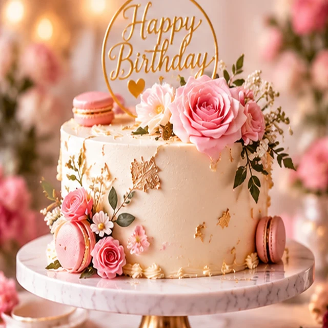 [BB-CAKE-008] White Luxury Cake with Macarons